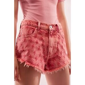 Free People Mixed Emotions Hi Lo Shorts High Rise Size 25 Dragonfruit Sorbet NWT